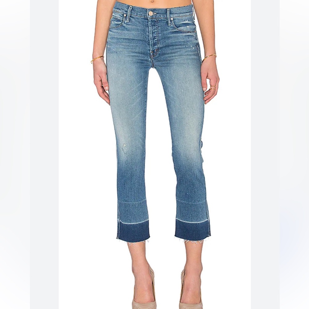 Mother jeans size 27 blue the undone hem tootsie in rumor has it distressed
